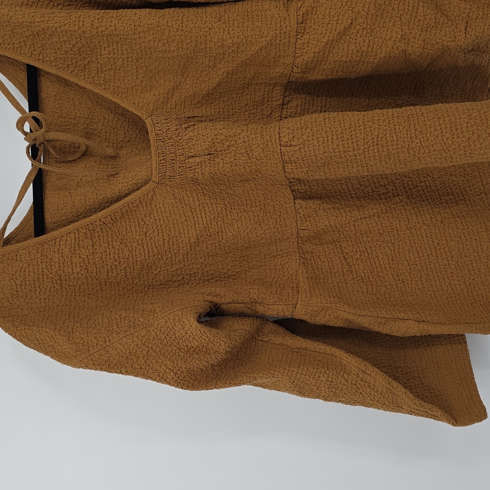 Madewell Brown Boxy Peplum Blouse Long Sleeeves Size L - Picture 5 of 9